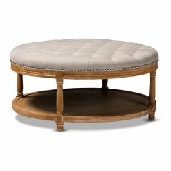 Baxton Studio Ambroise Light Beige Ottoman