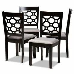 Baxton Studio Peter Dining Chair 4-piece Set Gray Walnut Brown