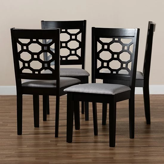 Baxton Studio Peter Dining Chair 4-piece Set Gray Walnut Brown 5 Baxton Studio Peter Dining Chair 4-piece Set Gray Walnut Brown - Image 5