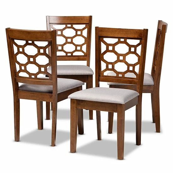 Baxton Studio Peter Dining Chair 4-piece Set Gray Walnut Brown 7 Baxton Studio Peter Dining Chair 4-piece Set Gray Walnut Brown - Image 7