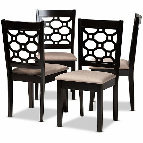 Baxton Studio Peter Dining Chair 4-piece Set Gray Walnut Brown 8 Baxton Studio Peter Dining Chair 4-piece Set Gray Walnut Brown - Image 8