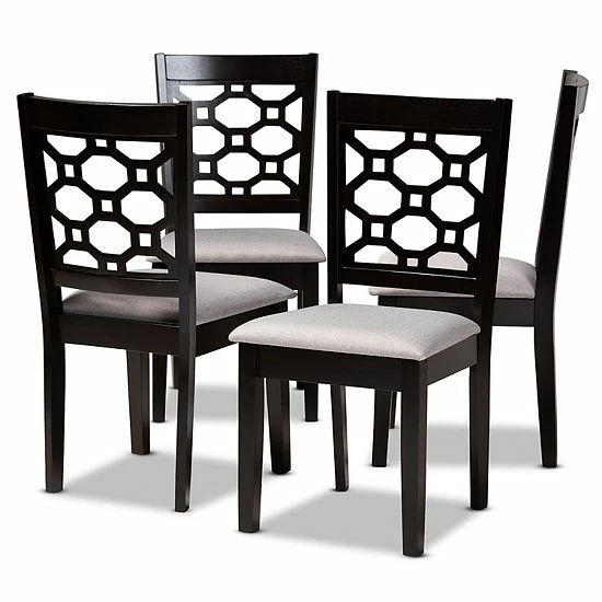 Baxton Studio Peter Dining Chair 4-piece Set Gray Walnut Brown 9 Baxton Studio Peter Dining Chair 4-piece Set Gray Walnut Brown - Image 9