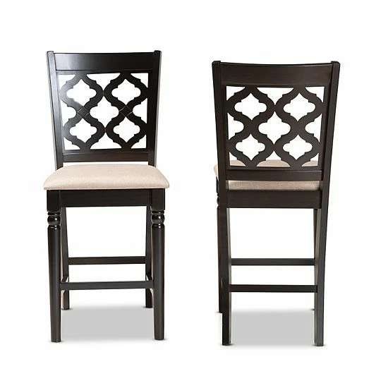 Baxton Studio Ramiro Counter Stool 2-piece Set Sand Dark Brown 3 Baxton Studio Ramiro Counter Stool 2-piece Set Sand Dark Brown - Image 3