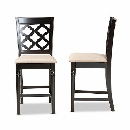 Baxton Studio Ramiro Counter Stool 2-piece Set Sand Dark Brown 4 Baxton Studio Ramiro Counter Stool 2-piece Set Sand Dark Brown - Image 4