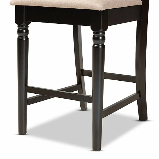 Baxton Studio Ramiro Counter Stool 2-piece Set Sand Dark Brown 6 Baxton Studio Ramiro Counter Stool 2-piece Set Sand Dark Brown - Image 6