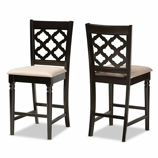 Baxton Studio Ramiro Counter Stool 2-piece Set Sand Dark Brown 8 Baxton Studio Ramiro Counter Stool 2-piece Set Sand Dark Brown - Image 8