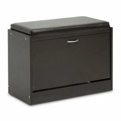 Baxton Studio Faux-Leather Shoe Rack Bench