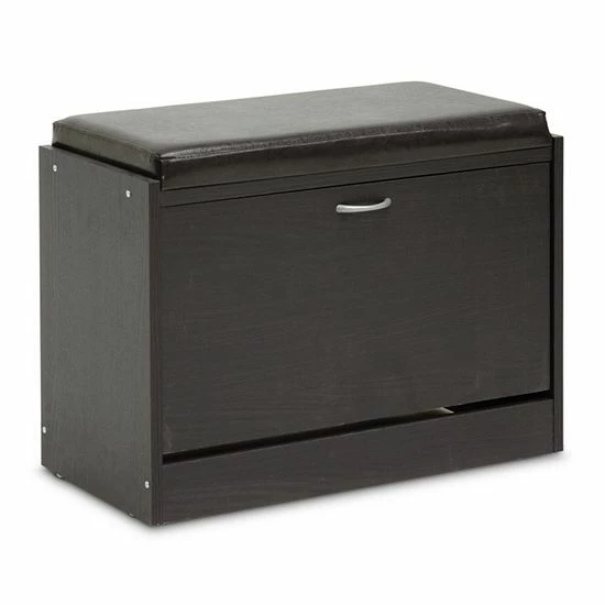 Baxton Studio Faux-Leather Shoe Rack Bench 1 Baxton Studio Faux-Leather Shoe Rack Bench