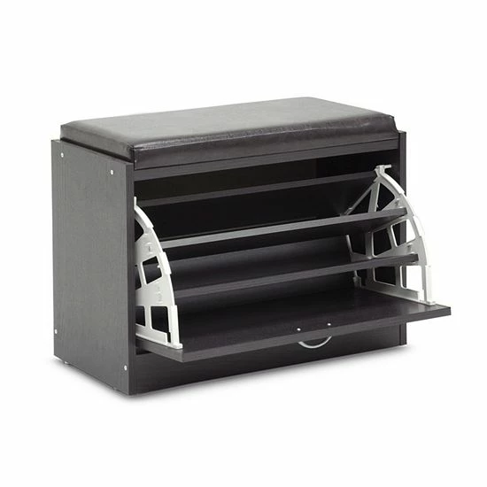 Baxton Studio Faux-Leather Shoe Rack Bench 2 Baxton Studio Faux-Leather Shoe Rack Bench - Image 2