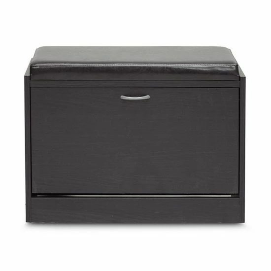 Baxton Studio Faux-Leather Shoe Rack Bench 4 Baxton Studio Faux-Leather Shoe Rack Bench - Image 4