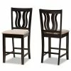 Baxton Studio Fenton Counter Stool 2-piece Set Dark Brown