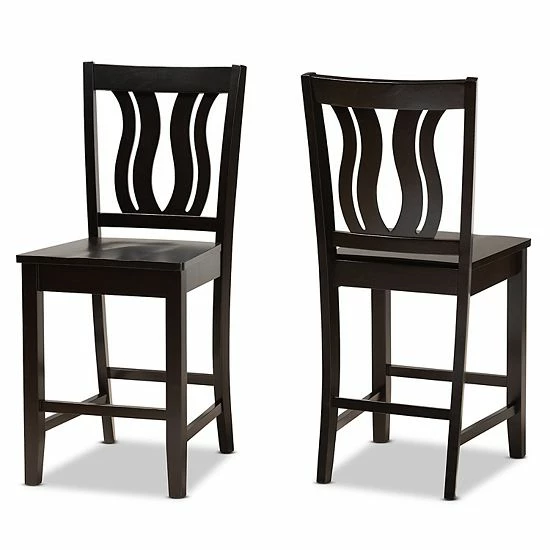 Baxton Studio Fenton Counter Stool 2-piece Set Dark Brown 7 Baxton Studio Fenton Counter Stool 2-piece Set Dark Brown - Image 7