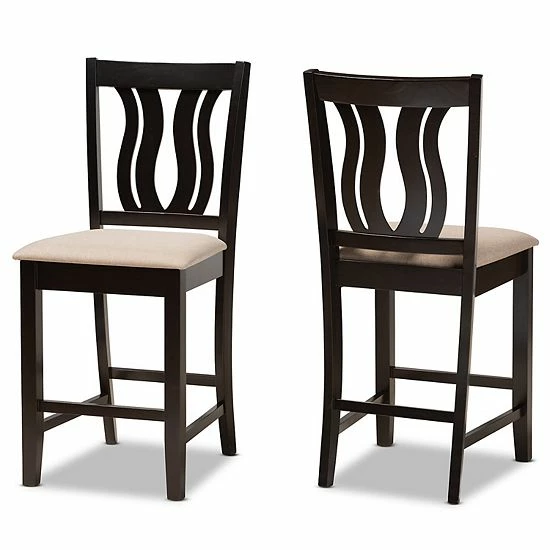 Baxton Studio Fenton Counter Stool 2-piece Set Dark Brown 8 Baxton Studio Fenton Counter Stool 2-piece Set Dark Brown - Image 8