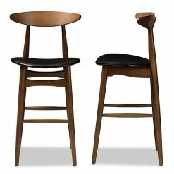 Baxton Studio Mid-Century Black Bar Stool 2-piece Set