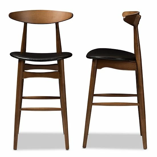Baxton Studio Mid-Century Black Bar Stool 2-piece Set 1 Baxton Studio Mid-Century Black Bar Stool 2-piece Set
