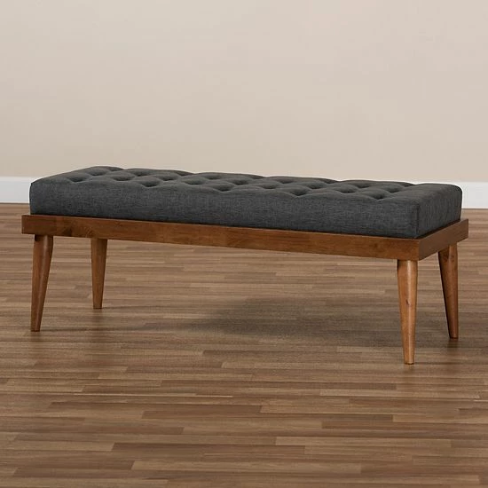 Baxton Studio Linus Bench Beige 5 Baxton Studio Linus Bench Beige - Image 5
