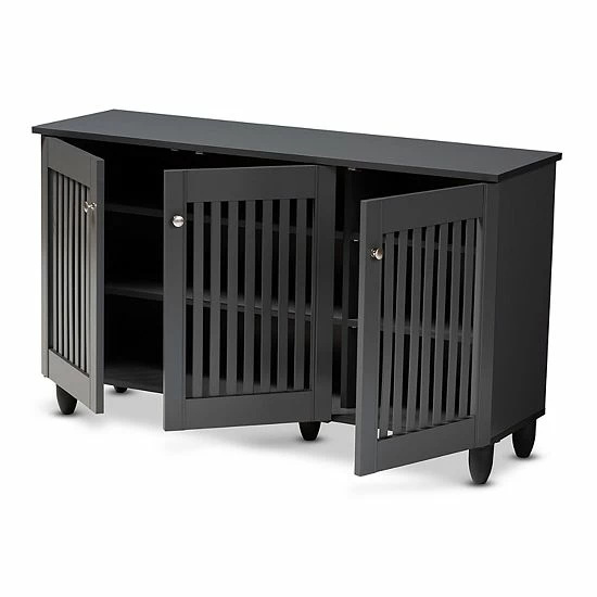 Baxton Studio Fernanda Charcoal Shoe Cabinet 3 Baxton Studio Fernanda Charcoal Shoe Cabinet - Image 3