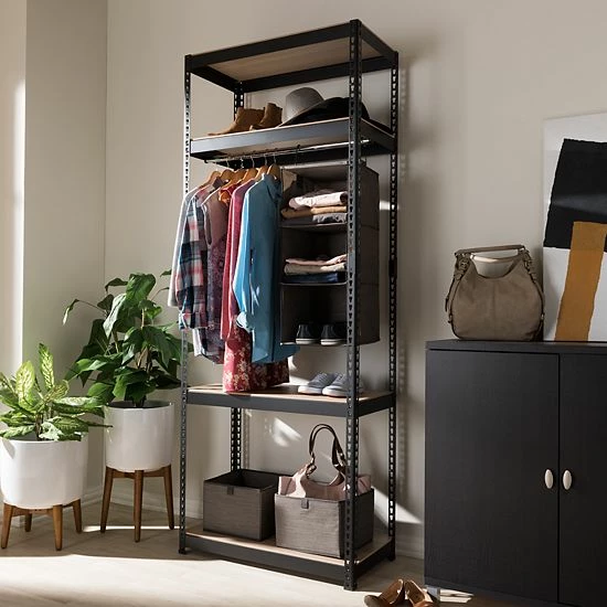 Baxton Studio Gavin 3-Shelf Garment Rack White 7 Baxton Studio Gavin 3-Shelf Garment Rack White - Image 7