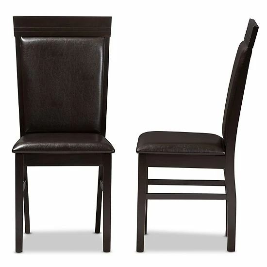 Baxton Studio Modern Espresso Faux-Leather Dining Chair 2-piece Set 2 Baxton Studio Modern Espresso Faux-Leather Dining Chair 2-piece Set - Image 2