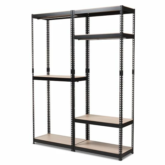 Baxton Studio Gavin 5-Shelf Garment Rack Black 2 Baxton Studio Gavin 5-Shelf Garment Rack Black - Image 2