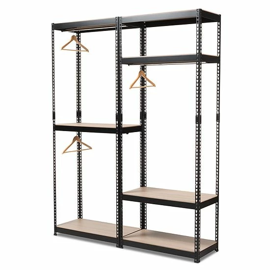 Baxton Studio Gavin 5-Shelf Garment Rack Black 3 Baxton Studio Gavin 5-Shelf Garment Rack Black - Image 3