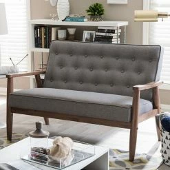 Baxton Studio Sorrento Mid-Century Modern Loveseat Gray -Baxton Studio Sales unnamed file 1128