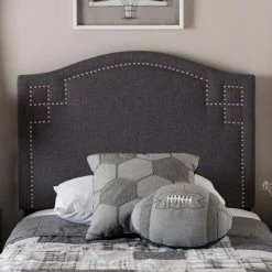 Baxton Studio Aubrey Upholstered Headboard Dark Gray