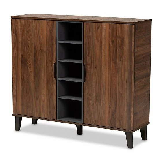 Baxton Studio Idina 2-Door Shoe Cabinet Walnut Gray Dark Brown 1 Baxton Studio Idina 2-Door Shoe Cabinet Walnut Gray Dark Brown