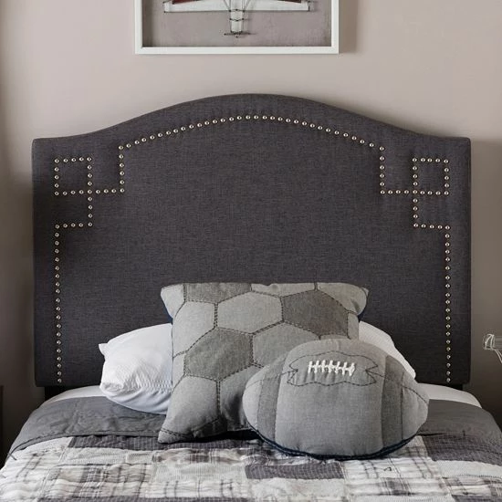 Baxton Studio Aubrey Upholstered Headboard Dark Gray 4 Baxton Studio Aubrey Upholstered Headboard Dark Gray - Image 4