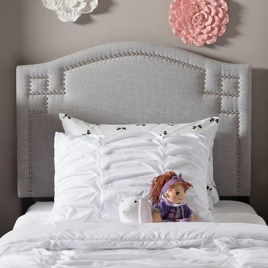 Baxton Studio Aubrey Upholstered Headboard Dark Gray 5 Baxton Studio Aubrey Upholstered Headboard Dark Gray - Image 5