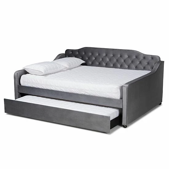Baxton Studio Freda Daybed & Trundle Gray 3 Baxton Studio Freda Daybed & Trundle Gray - Image 3