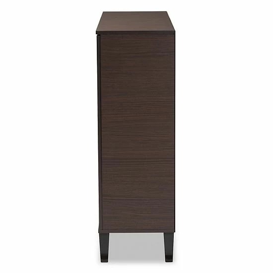 Baxton Studio Idina 2-Door Shoe Cabinet Walnut Gray Dark Brown 4 Baxton Studio Idina 2-Door Shoe Cabinet Walnut Gray Dark Brown - Image 4