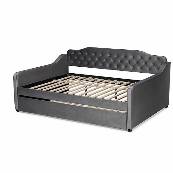 Baxton Studio Freda Daybed & Trundle Gray 8 Baxton Studio Freda Daybed & Trundle Gray - Image 8