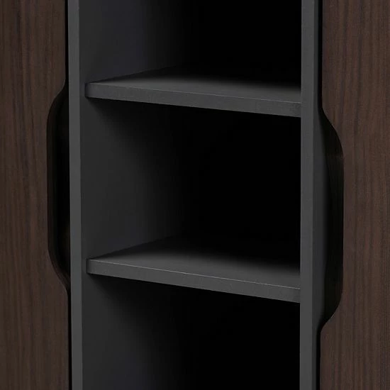 Baxton Studio Idina 2-Door Shoe Cabinet Walnut Gray Dark Brown 5 Baxton Studio Idina 2-Door Shoe Cabinet Walnut Gray Dark Brown - Image 5