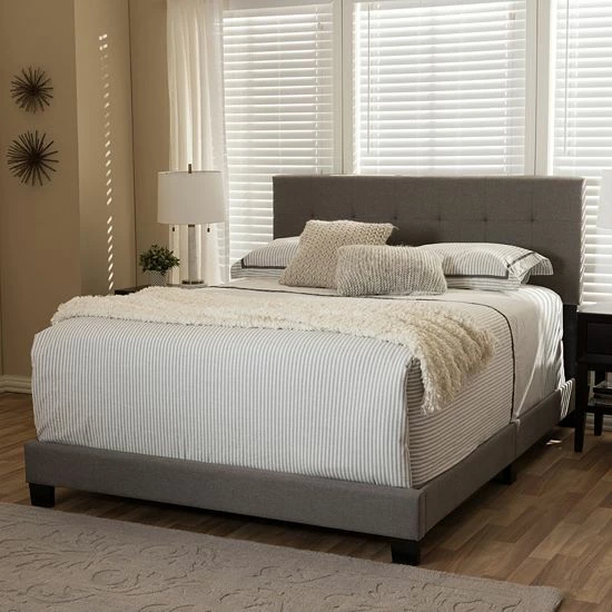 Baxton Studio Brookfield Contemporary Tufted Bed Gray 5 Baxton Studio Brookfield Contemporary Tufted Bed Gray - Image 5