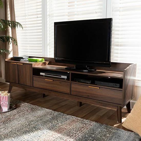 Baxton Studio Lena Medium Brown TV Stand 2 Baxton Studio Lena Medium Brown TV Stand - Image 2