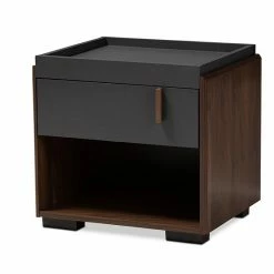 Baxton Studio Rikke Charcoal Nightstand