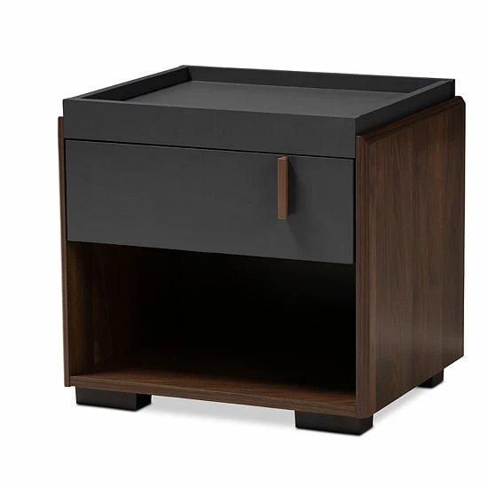 Baxton Studio Rikke Charcoal Nightstand 1 Baxton Studio Rikke Charcoal Nightstand
