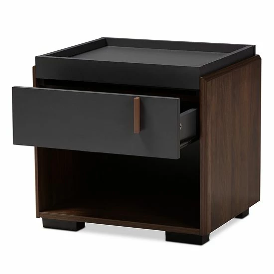 Baxton Studio Rikke Charcoal Nightstand 4 Baxton Studio Rikke Charcoal Nightstand - Image 4