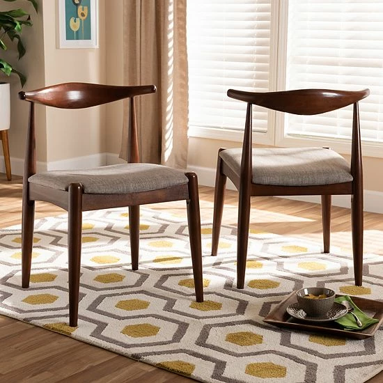 Baxton Studio Amato Grey 2-Piece Dining Chair Set 2 Baxton Studio Amato Grey 2-Piece Dining Chair Set - Image 2