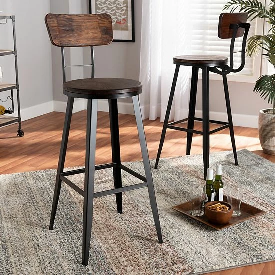 Baxton Studio Kenna Bar Stool 2-Piece Set 2 Baxton Studio Kenna Bar Stool 2-Piece Set - Image 2