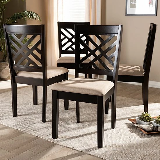 Baxton Studio Caron Dining Chair Set Brown 2 Baxton Studio Caron Dining Chair Set Brown - Image 2