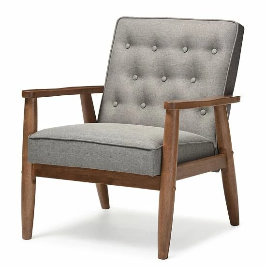 Baxton Studio Sorrento Mid-Century Modern Lounge Accent Chair Gray 2 Baxton Studio Sorrento Mid-Century Modern Lounge Accent Chair Gray - Image 2
