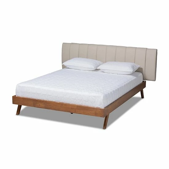 Baxton Studio Brita Queen/King Bed Beige Khaki 1 Baxton Studio Brita Queen/King Bed Beige Khaki