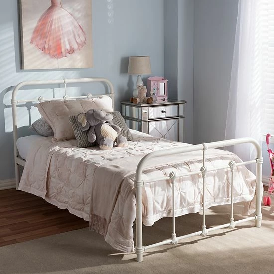 Baxton Studio Mandy Industrial Platform Twin Bed White 1 Baxton Studio Mandy Industrial Platform Twin Bed White