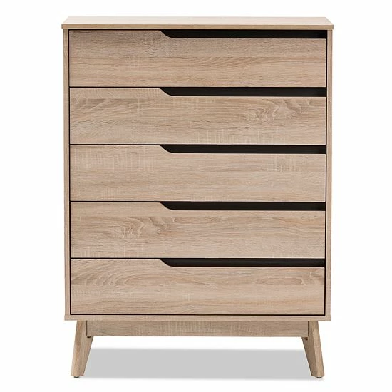 Baxton Studio Fella 5-Drawer Dresser 2 Baxton Studio Fella 5-Drawer Dresser - Image 2