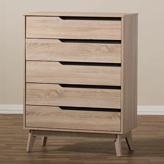 Baxton Studio Fella 5-Drawer Dresser 6 Baxton Studio Fella 5-Drawer Dresser - Image 6