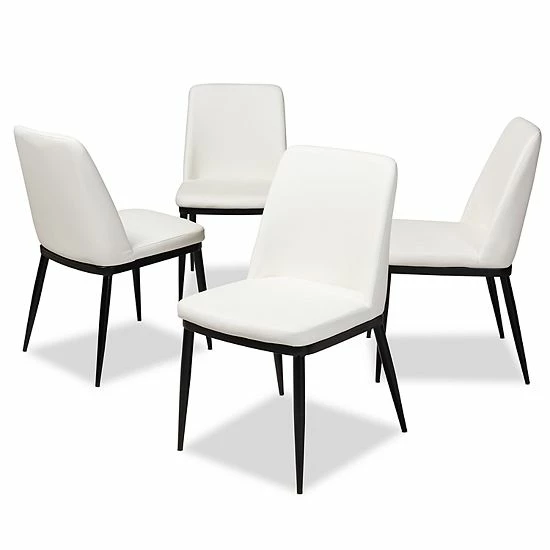 Baxton Studio Darcell 4-pc. Dining Chair Set White 5 Baxton Studio Darcell 4-pc. Dining Chair Set White - Image 5