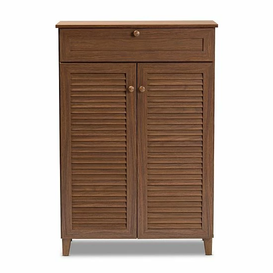 Baxton Studio Coolidge Shoe Cabinet Brown 3 Baxton Studio Coolidge Shoe Cabinet Brown - Image 3