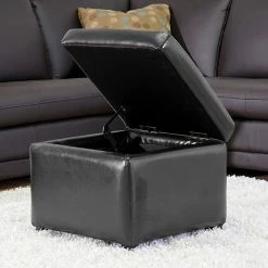 Baxton Studio Black Faux-Leather Storage Ottoman